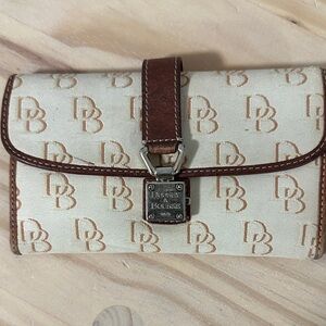 Dooney & Bourke Tan and Brown Logo Wallet
